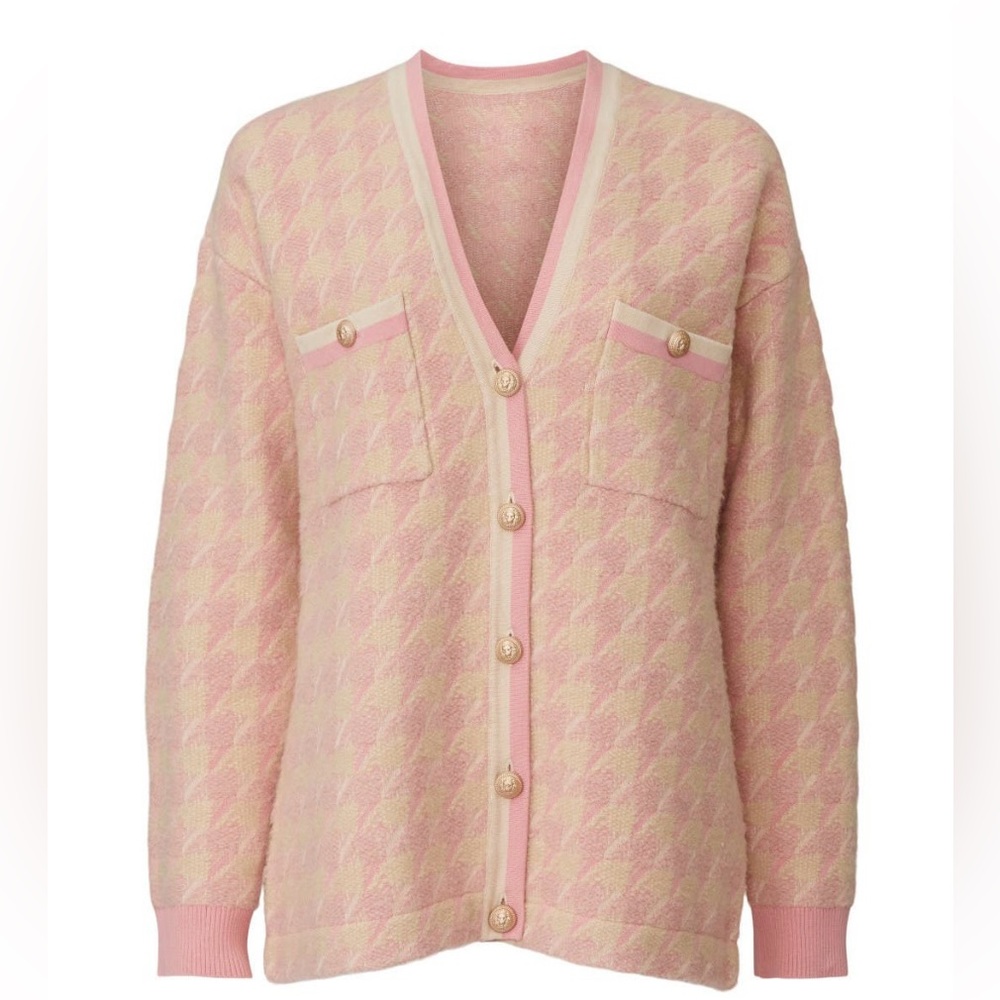 Sandro Pink and Cream Cardigan